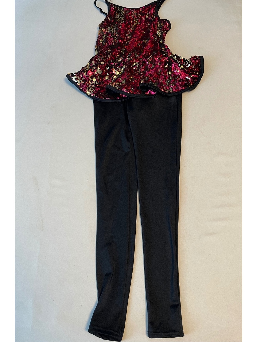 Girls Weissman Dance Costume with Sequin Top and Black Leggings Size MC
